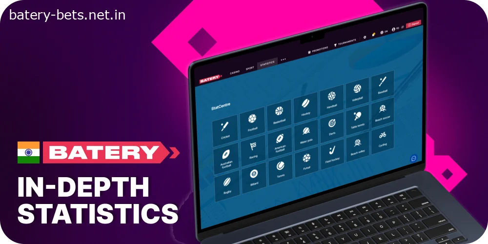 Batery statistics for betting